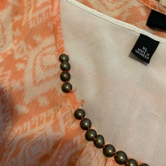 💜 a.n.a. (A New Approach) Orange & White Sleeveless Blouse - XL - Picture 4 of 8